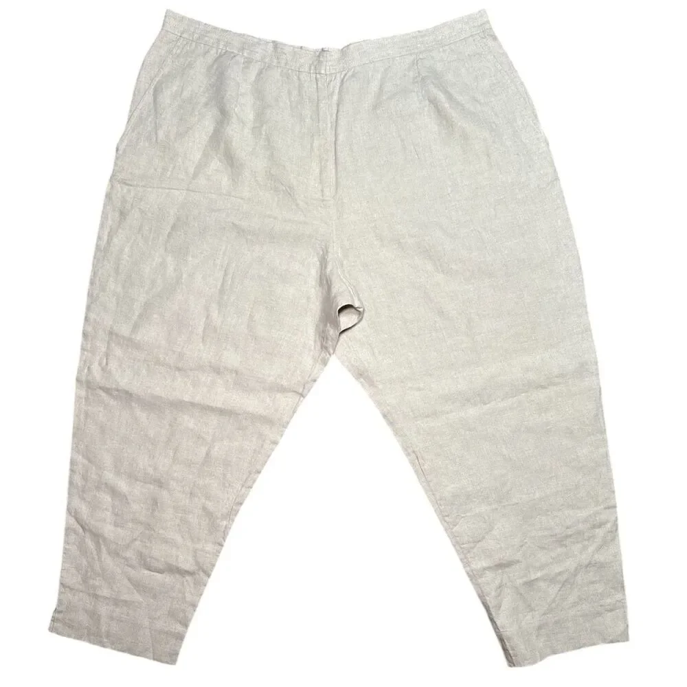 Kate Hill 100% Linen Wide-Leg High Waisted Pant Sz: 22w